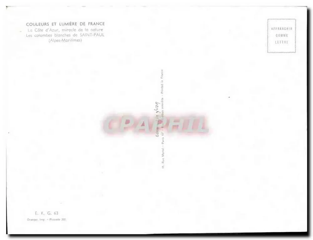Die weißen Tauben von SAINT-PAUL — (Alpes-Maritimes) — Édition Yvon, Paris - Rückseite
