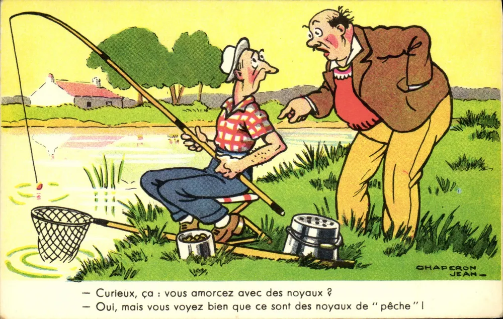 Fischer mit Kerne — humoristisch — Chaperon Jean, humoristische Serie 543 - Vorderseite
