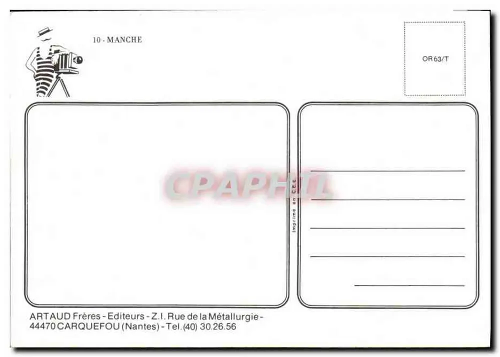 Manche — Carta geográfica com farol e castelo — Artaud Frères - Verso