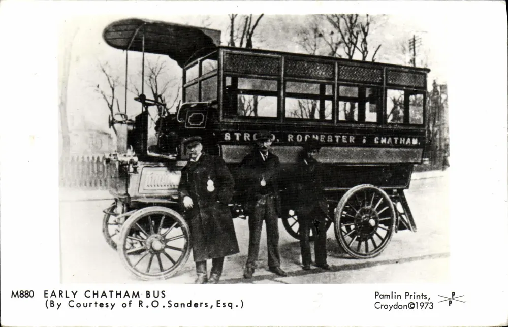 Early Chatham Bus — Rochester & Chatham — Pamlin Prints, Croydon ©1973 - Frente