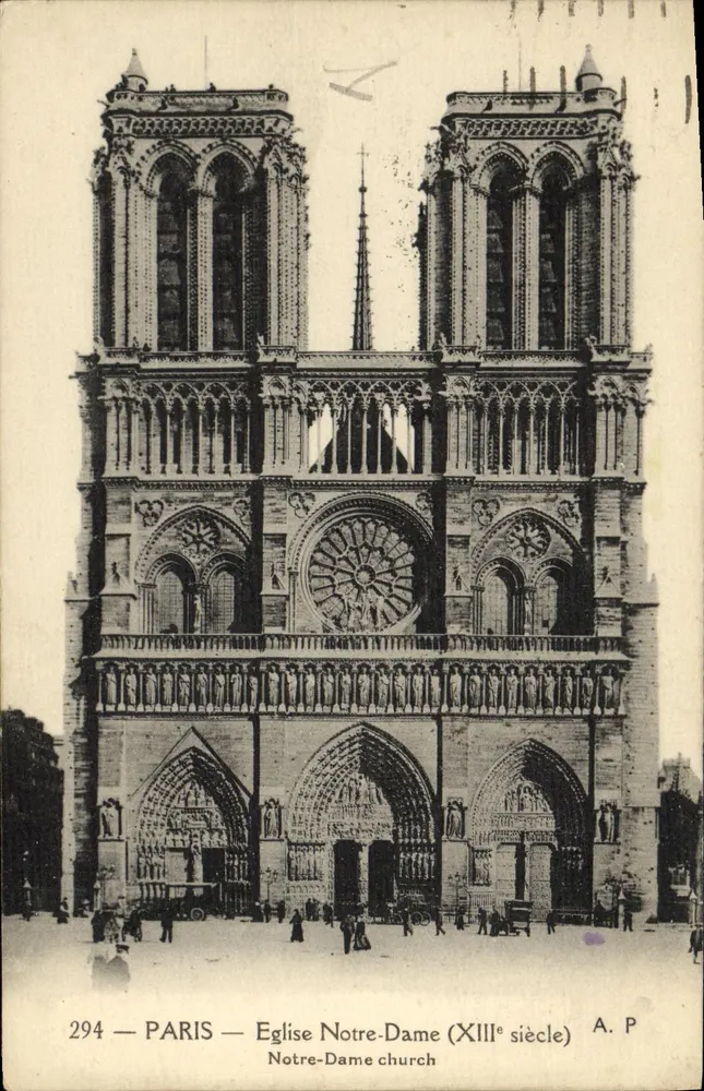 Paris — Igreja de Nossa Senhora de Paris (século XIII) — A. P. n°294 - Frente