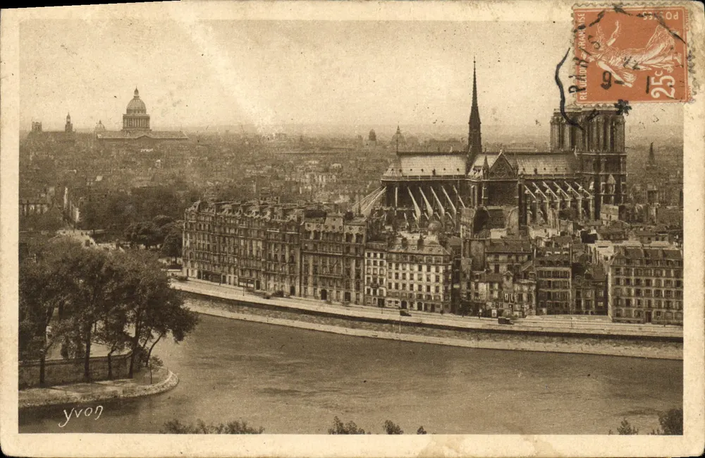 Paris... em Flanando — Perspectiva sobre Notre-Dame e o Panthéon — Edição de Arte YVON, Neaullly - Frente