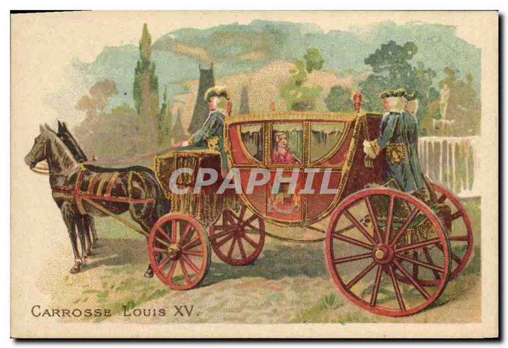 Kutsche Louis XV — historische Illustration — J. Lervilles, Paris - Vorderseite