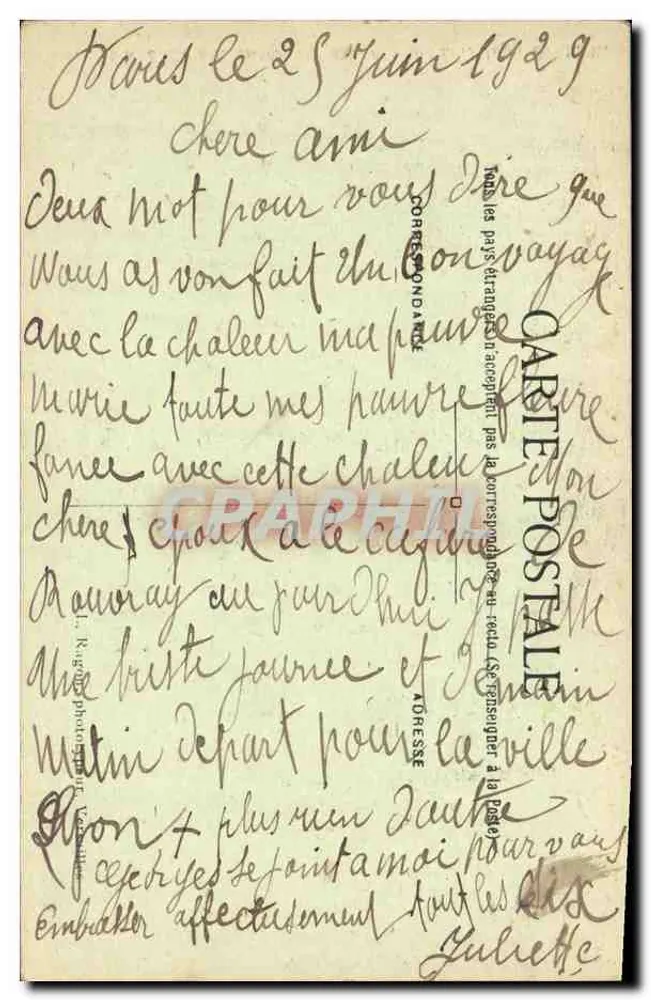 Parque de VERSAILLES — Gangymedes e Júpiter — L. R. — n° 259 - Verso