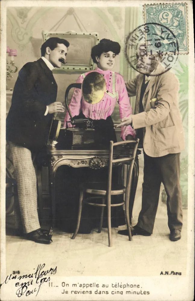 Zwei Freunde — Jemand ruft mich am Telefon an — A.N. PARIS n°316 - Vorderseite