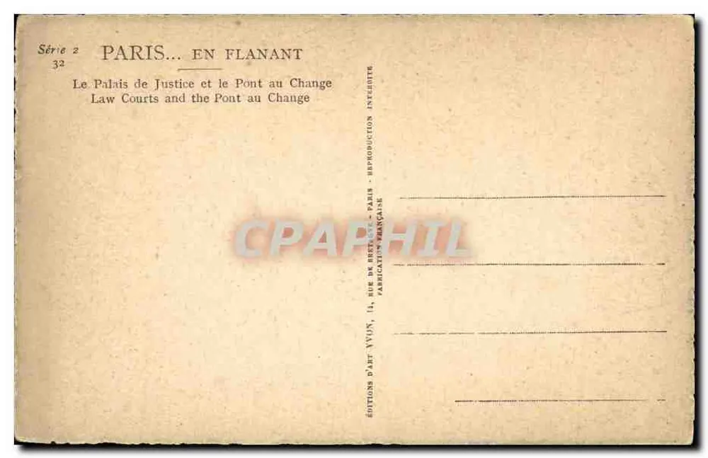 Paris... en Flanant — Das Palais de Justice und der Pont au Change — Éditions d'Art VYJN - Rückseite
