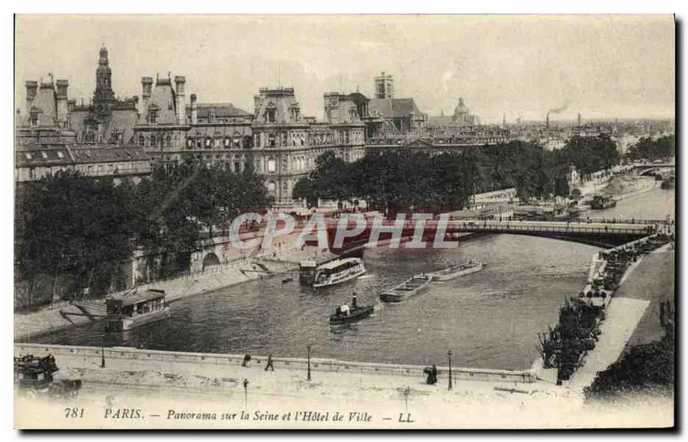 Paris — Panorama über die Seine und das Rathaus — LL, n° 781 - Vorderseite