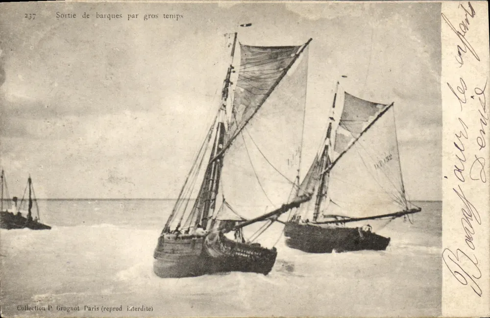 Saída de barcos em tempo de tempestade — Coleção P. Grognat, Paris (reprod. i.erdite), n°237 - Frente
