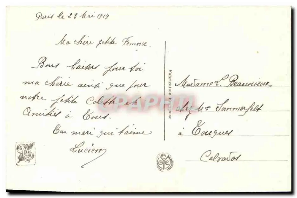 Salão de Paris — Conto da Vovó — G.P. MASURE — n° 2149 - Verso