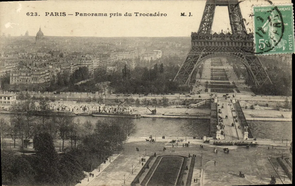 PARIS — 트로카데로에서 본 전경 — M. J. — 번호 623 - 앞면