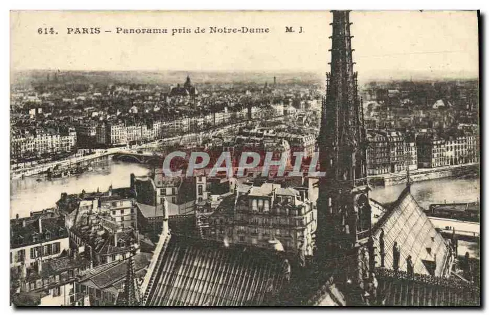 PARYŻ – panorama z Notre-Dame – M. J. – nr 614 - Awers