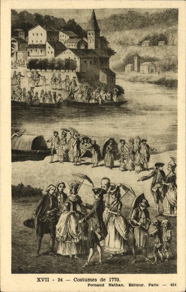 Trajes de 1770 — XVII - 24 — Fernand Nathan, Editor, Paris — 424 - Frente