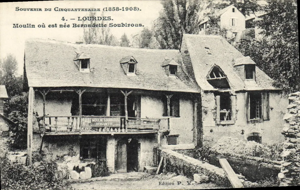 Lourdes — Mühle, in der Bernadette Soubirous geboren wurde — Ausgabe P. V. - Vorderseite