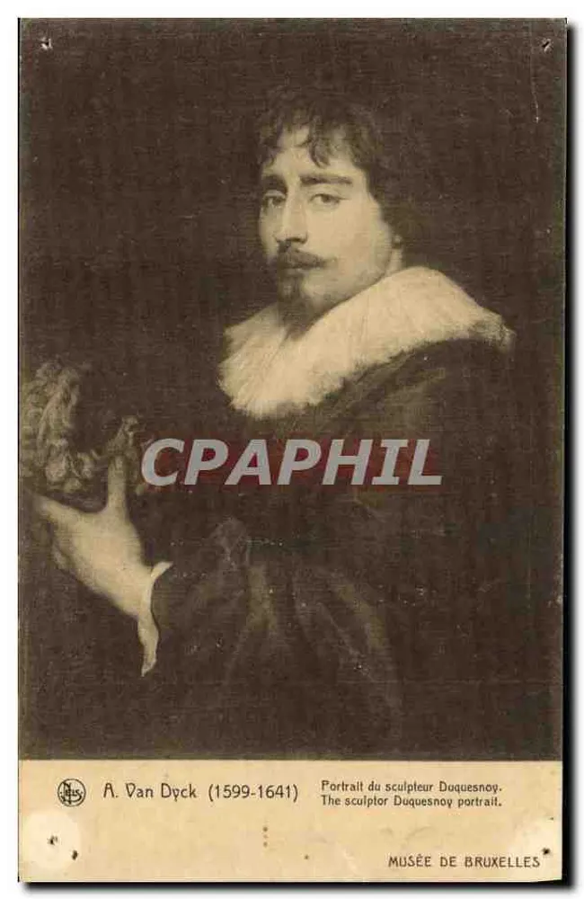Portrait du sculpteur Duquesnoy — par A. Van Dyck (1599-1641) — éditeur Neis, n° 390 - Frente