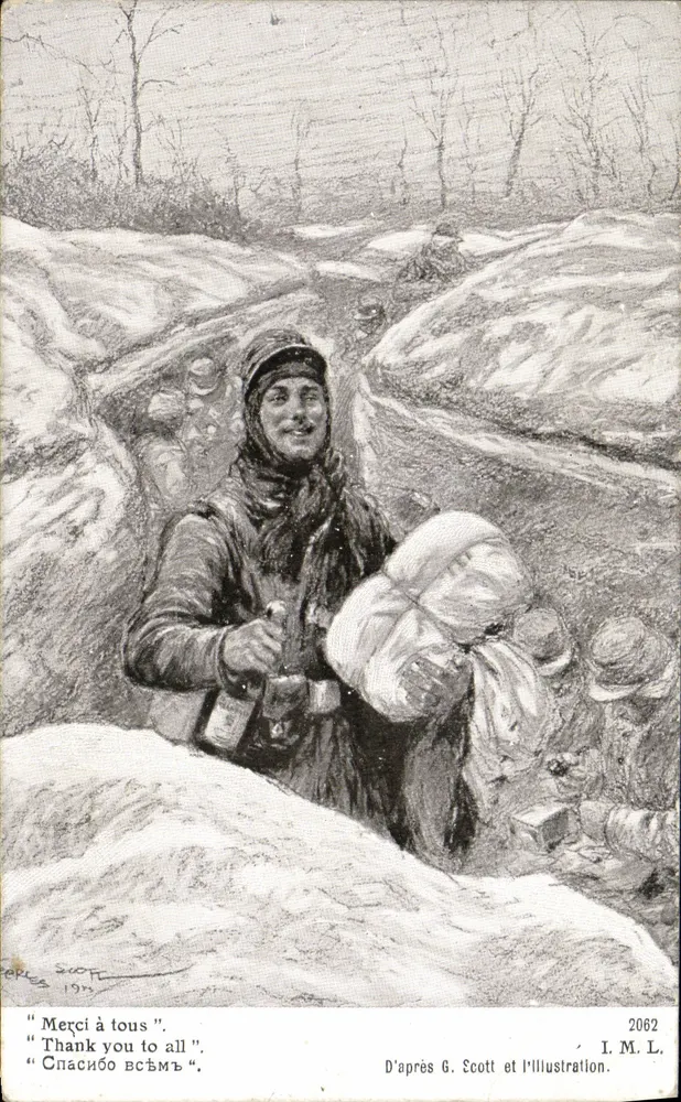 Russischer Soldat in einer schneebedeckten Schützengrube — Nach G. Scott und l'Illustration — I.M.L. n°2062 - Vorderseite