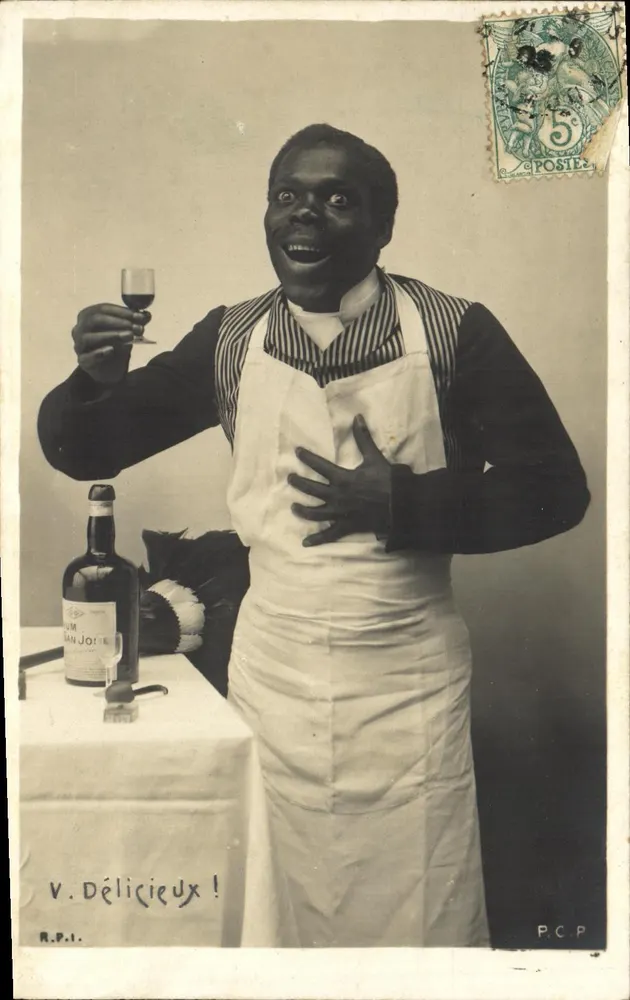 Schwarzer Reiter mit Schürze — Werbung für den Wein San Joze — Verlag P.C.P. n° R.P.I. - Vorderseite