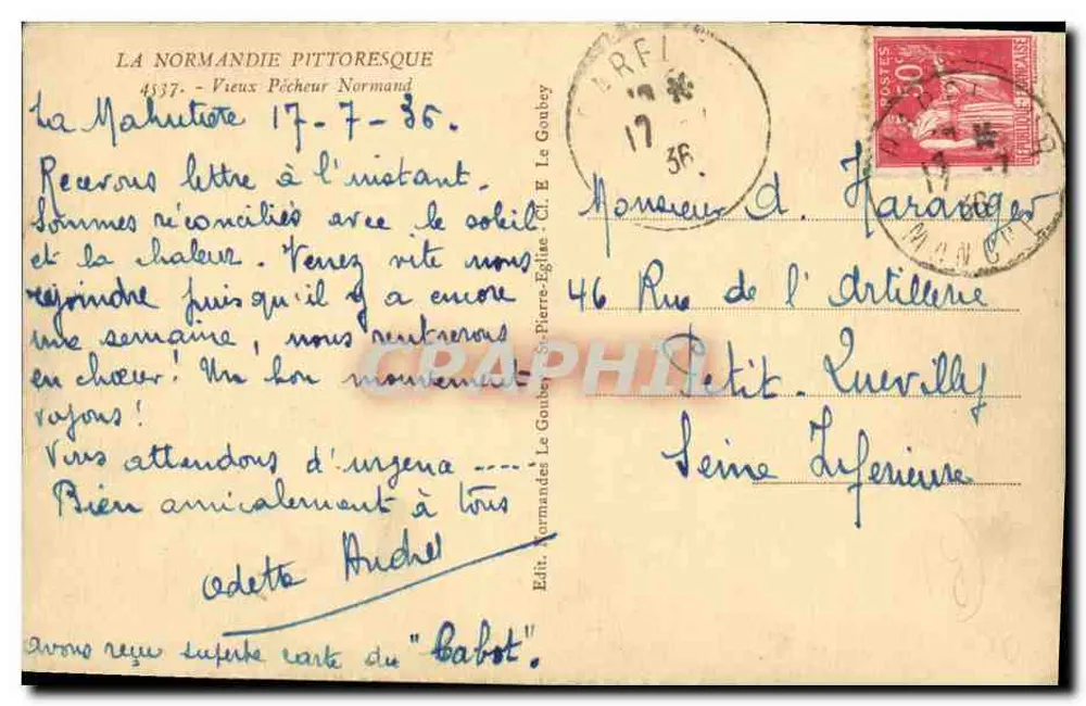 La Mahuteure — Alter normannischer Fischer — Verlag Le Goubeys - Rückseite