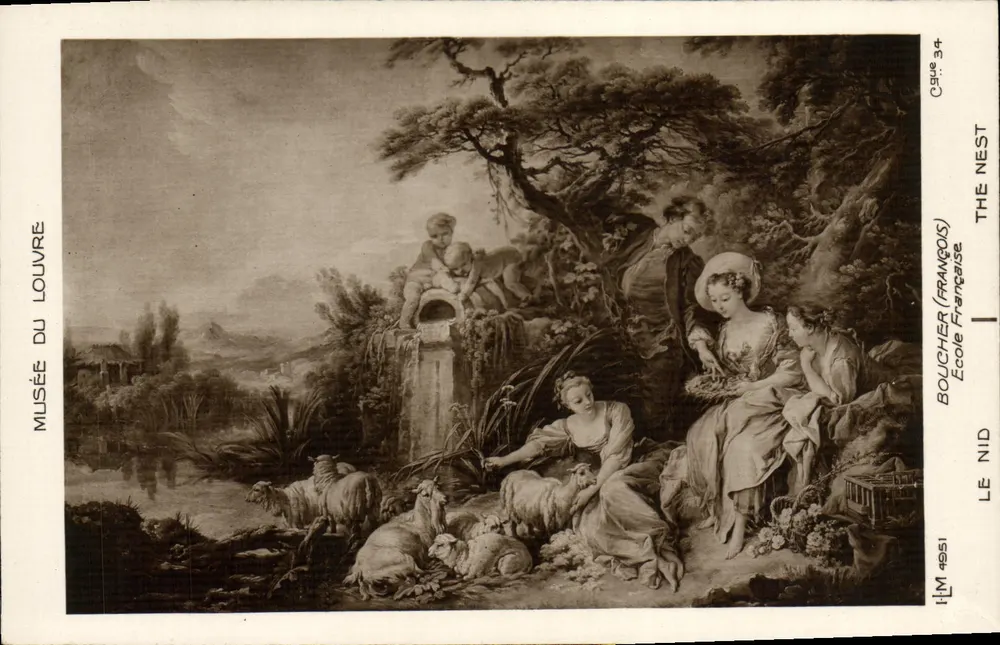 Pastoralische Szene — Werk von Boucher (französische Schule) — Louvre-Museum — Verlag Le Nid, Nr. 4951 - Vorderseite