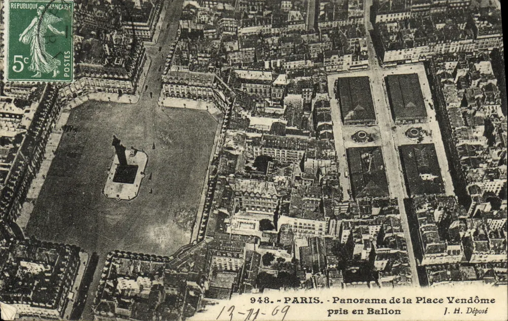 Paris - Panorama der Place Vendôme - aus einem Ballon aufgenommen - J. H. Déposé - Vorderseite