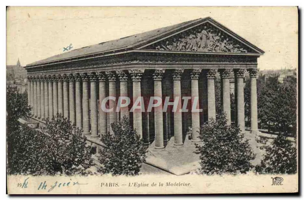 PARIS — L'Église de la Madeleine — IMPRIMÉ SUR LA CARTE par N.D. Phot. - Frente
