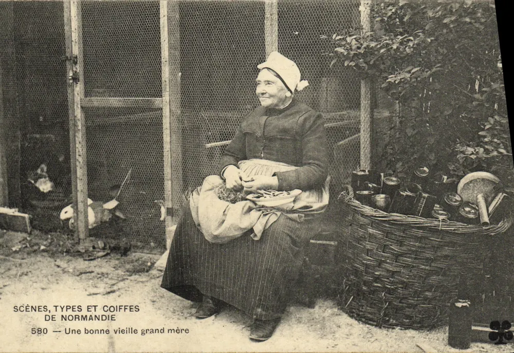 Szenen, Typen und Kopfbedeckungen der Normandie — Eine gute alte Großmutter — Serie 580 - Vorderseite