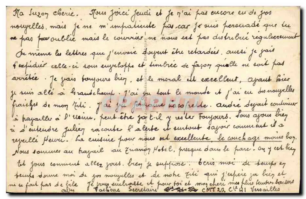 Versailles - Parterre d'eau — wydawca '62 Versailles' n°62 - Rewers