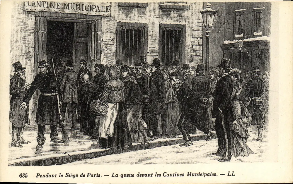 Municipal Canteen — Während des Belagers von Paris — Die Schlange vor den Kommunalrestaurants — LL - Vorderseite