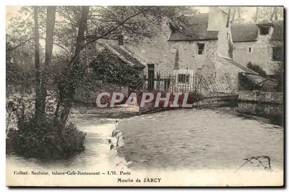 Moulin de Jarcy — vue du moulin et de la rivière — Collect. Saulnier, tabacs-Café-Restaurant — L’H. Paris - Frente