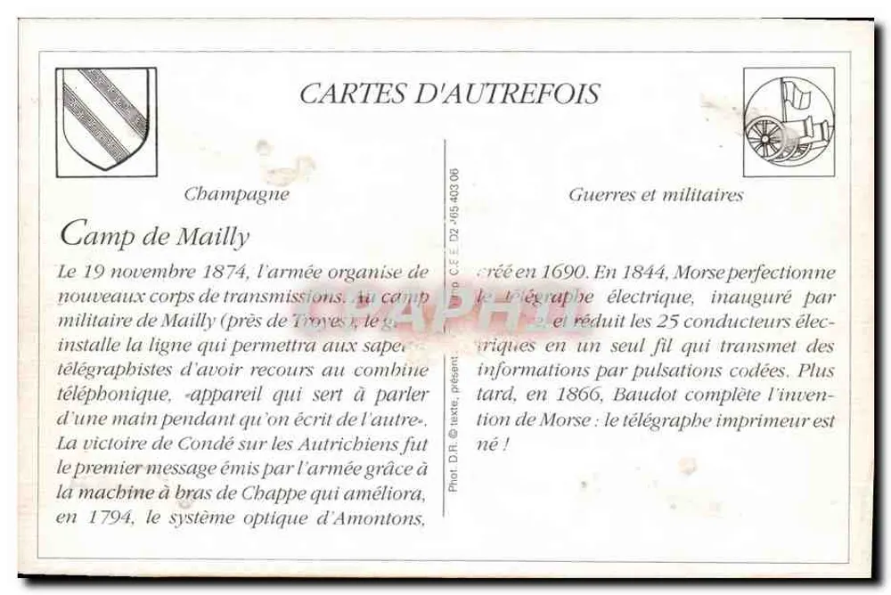 Camp de Mailly — Installation der Funktelegrafenstation — Verlag Cartes d'Autrefois - Rückseite