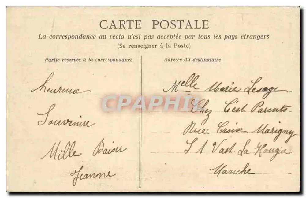 La vie aux champs — scène de village avec femme et enfant — éditeur Minet retrouvé - Rückseite