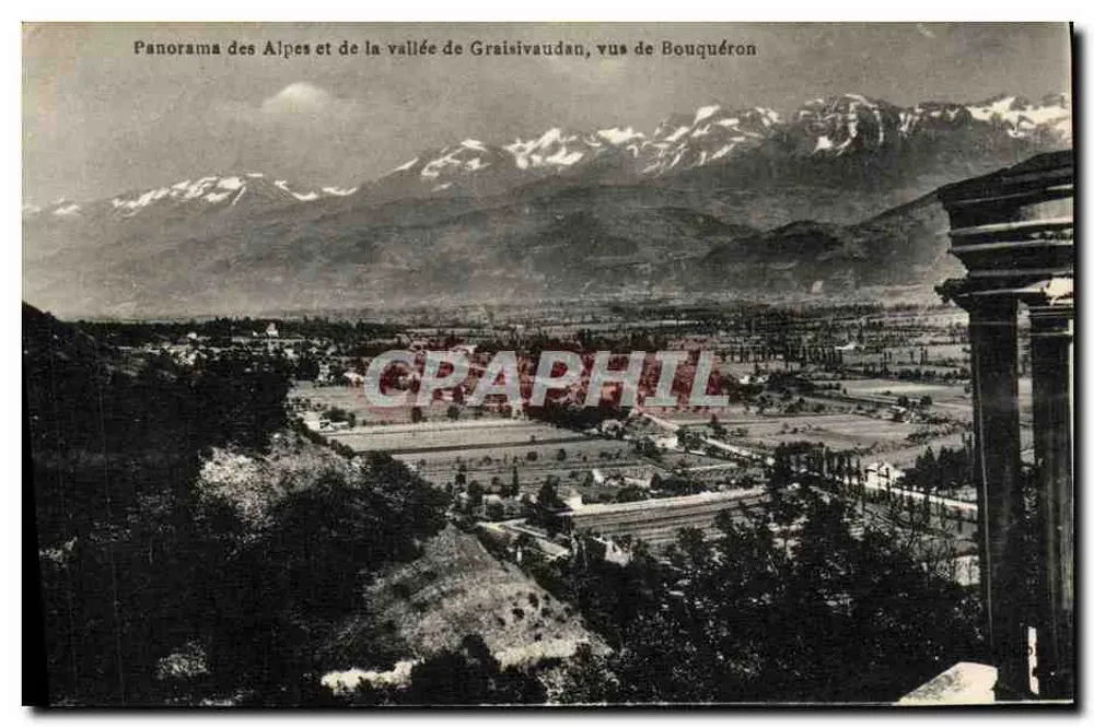Panorama der Alpen und der Talgrasivaudan, gesehen von Bouquérón — unbekannter Verlag, Seriennummer nicht sichtbar - Vorderseite