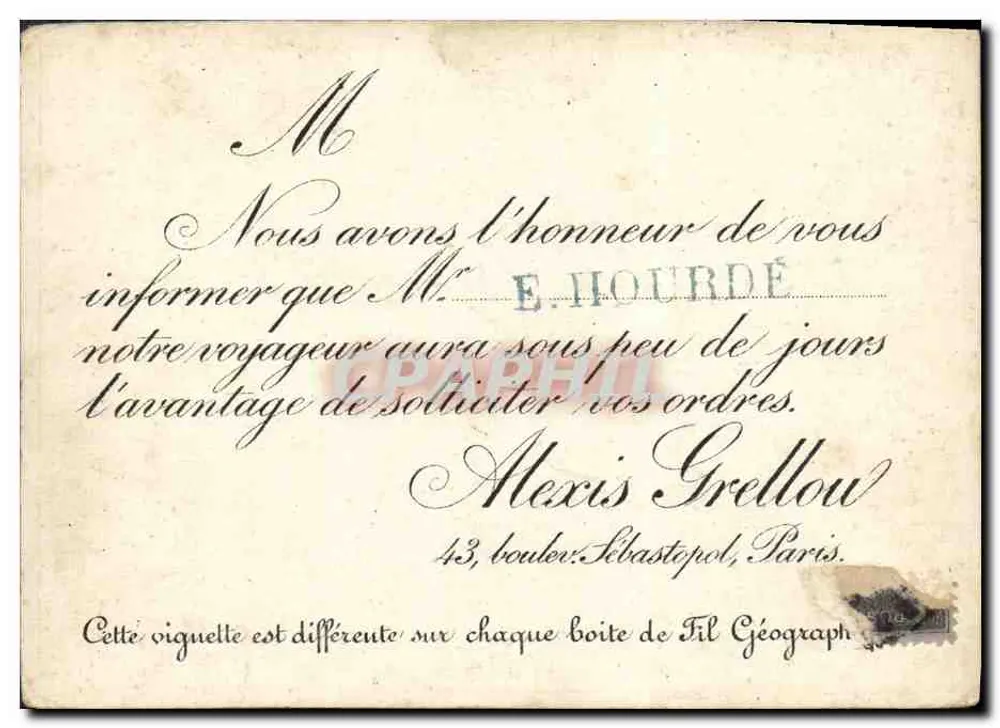 Carte postale géographique — Département de la Manche — éditeur Alexis Grelleau - Verso