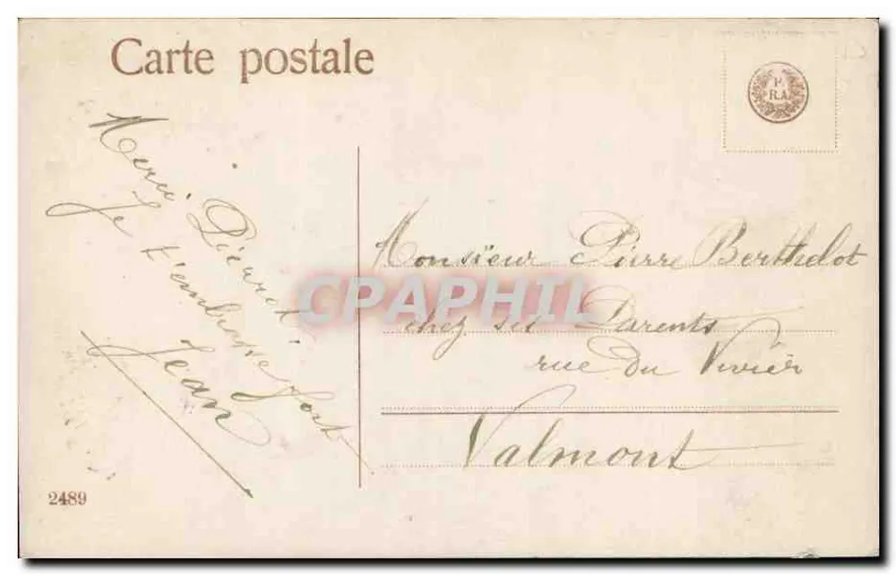 Criança e cachorro com árvore de Natal — n° 2489 - Verso