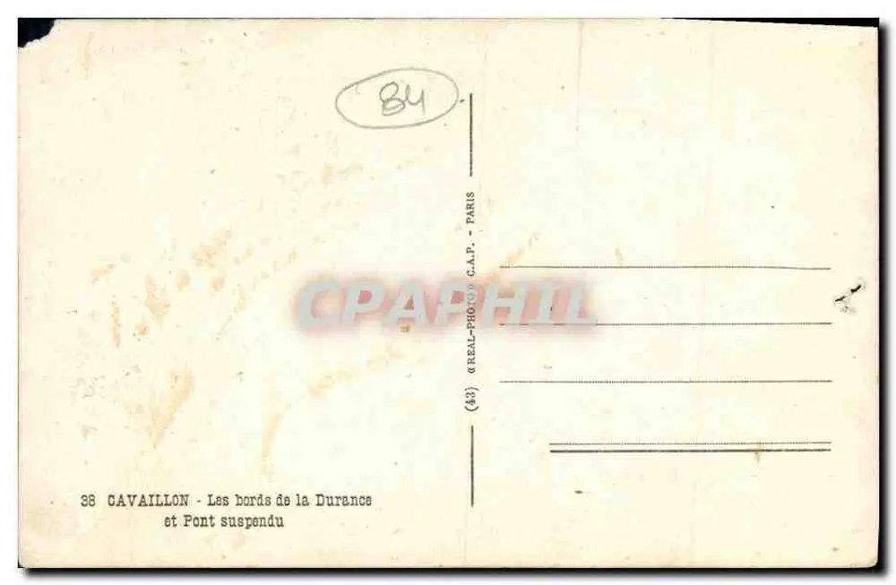 Cavaillon — Les bords de la Durance et Pont suspendu — CAVA-PHOTO G.A.P. - PARIS - Verso