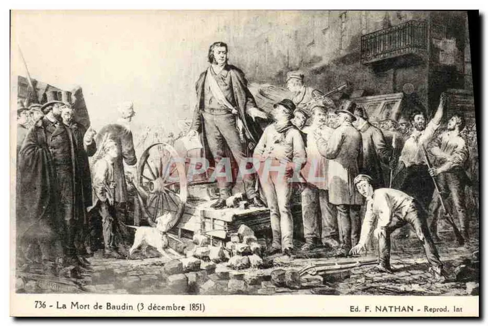 A Morte de Baudin (3 de dezembro de 1851) — reprodução a partir de uma ilustração — Ed. F. NATHAN, n° 736 - Frente