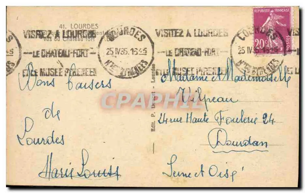 Lourdes — O Castelo-Forte e o Museu Pireneen — Ed. P. Douces - Verso