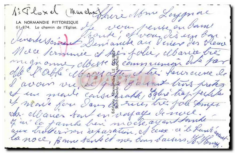 Kirche von Longny-sur-Loir — Pittoreske Normandie — Verlag LE COUBERTIN / Machy - Rückseite