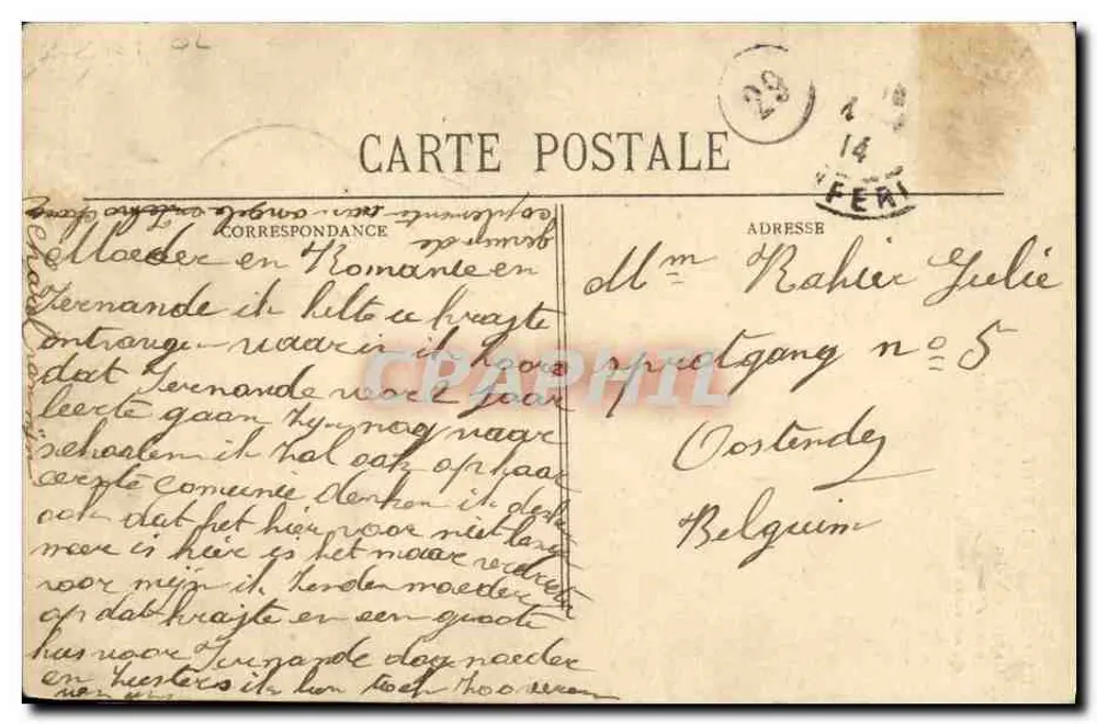 Normannische Frau, die eine Zeitung liest — Pittoreske Normandie, Bd. 1 — Cliché A. V., Sammlung L. B., Saint-Pierre-Eglise - Rückseite