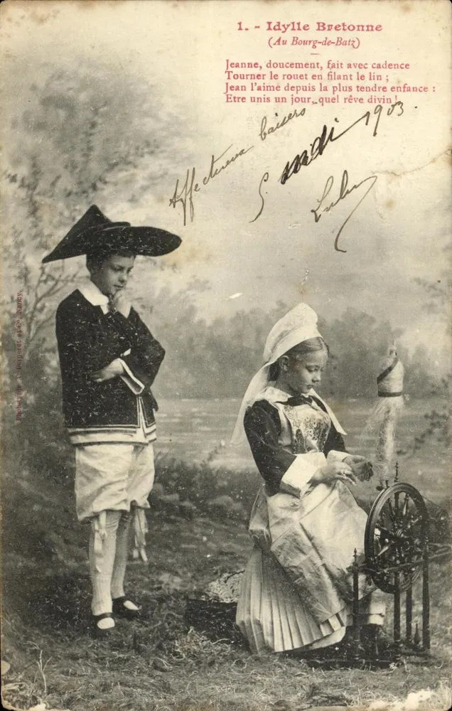 Bretonische Idylle — Auf dem Bourg-de-Baiz — Phototypie von P. Aubrey - Vorderseite