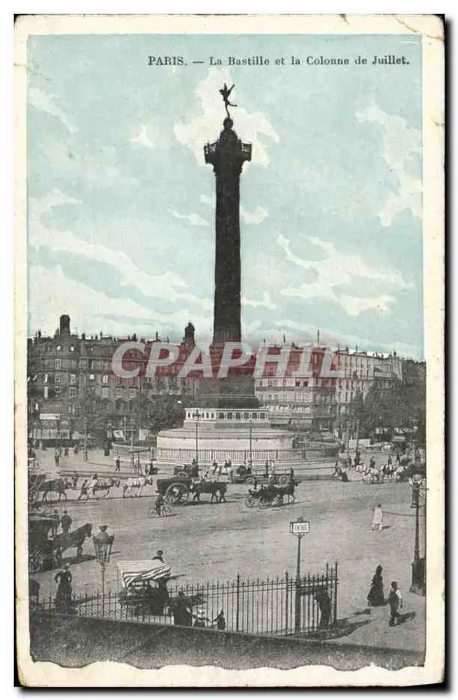 Paris — Die Bastille und die Säule von Juli — Verlag: C. P. A. (gedruckt auf der Karte) - Vorderseite