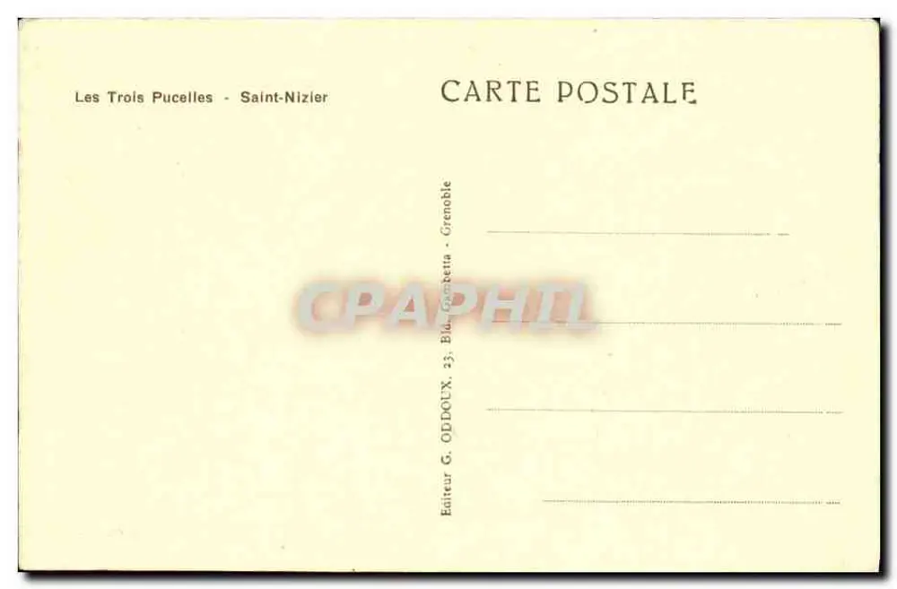 As Três Donzelas - Saint-Nizier — editor G. Oddoux, Grenoble - Verso