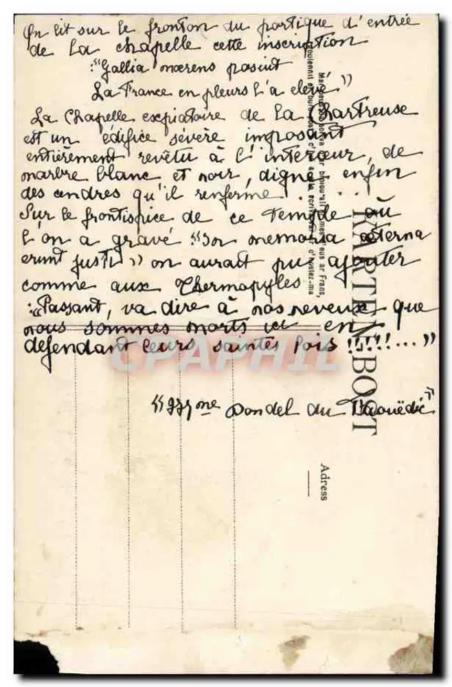 Auray — Die Sepulkralkapelle der Kartäuser — Gallia Moerens Posuit - Rückseite