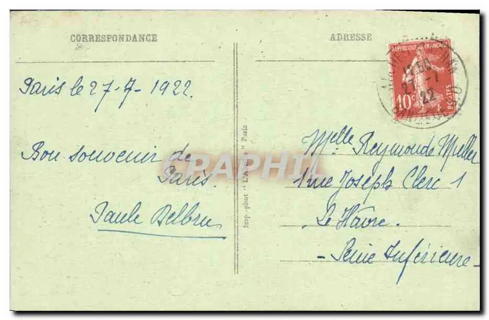 Paris - Place de la Concorde — vista com obélisco e fonte — Imp. phot. « L'Écho » Paris, n° 95 - Verso