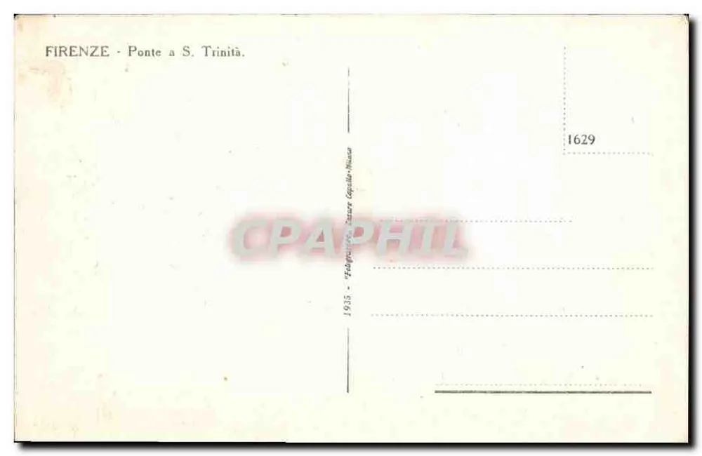 Florença - Ponte Santa Trinità — editor Frapinetti, n° 1629 - Verso