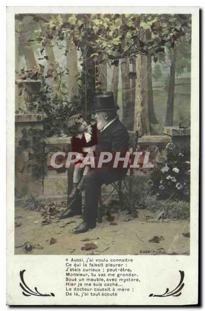 Kind und alter Mann im Garten — Sébouda Phot. — n°3388 - Vorderseite