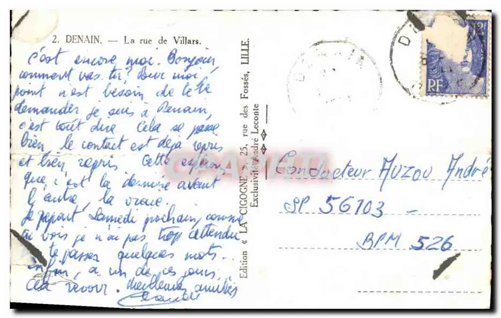 La Cigogne — Uitzicht op de hoofdstraat — Uitgave André Leconte - Achterkant