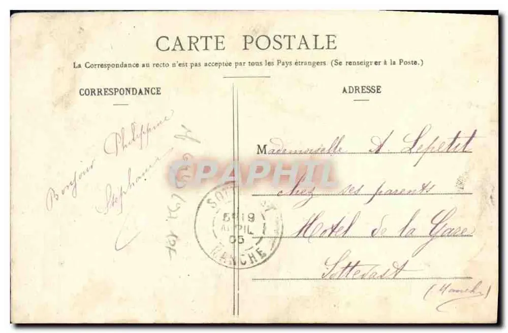 Lächelnde Frau, die ein Briefmarken hält — Der Brief der Madame — Verlag PONTES, Nr. 2 - Rückseite