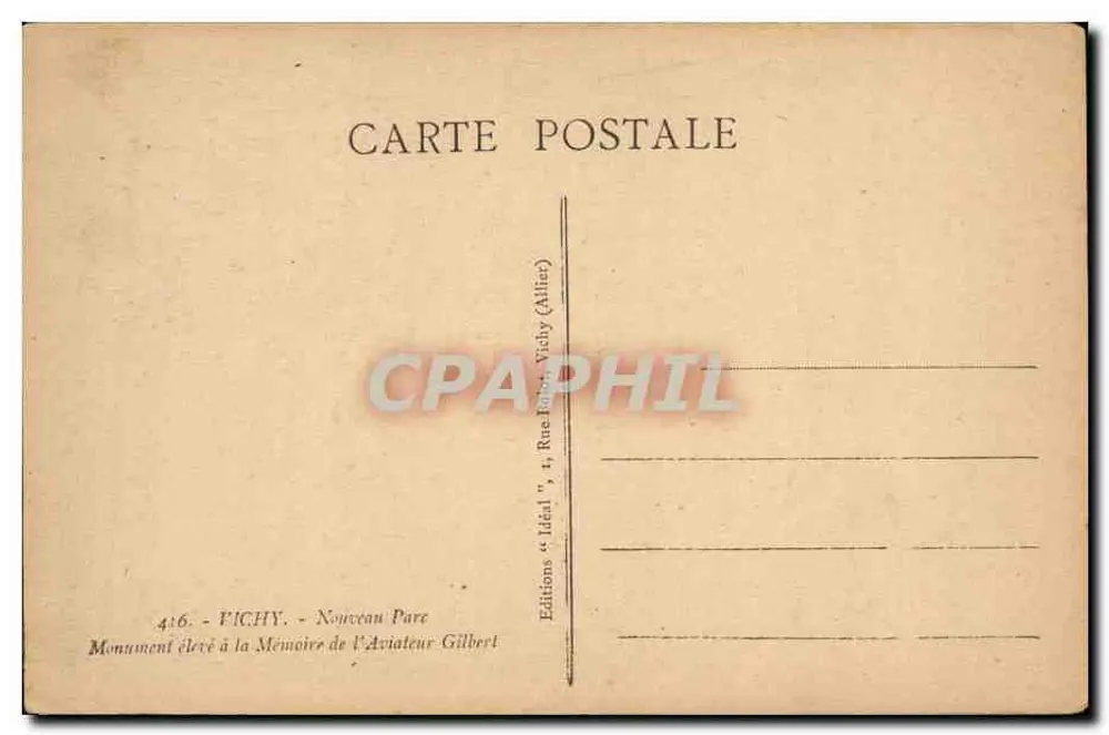 Ideal Monument — Vichy, Neuer Park — Editions Nouveau Parc - Rückseite