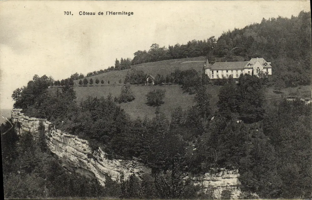 Côteau de l'Hermitage — vista panorâmica com edifício — editor: J. G. de Soubeyran, n° 701 - Frente