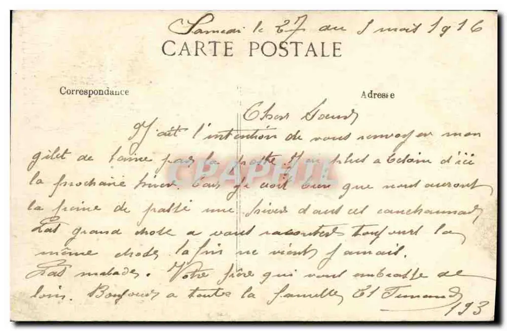 Côteau de l'Hermitage — vista panorâmica com edifício — editor: J. G. de Soubeyran, n° 701 - Verso